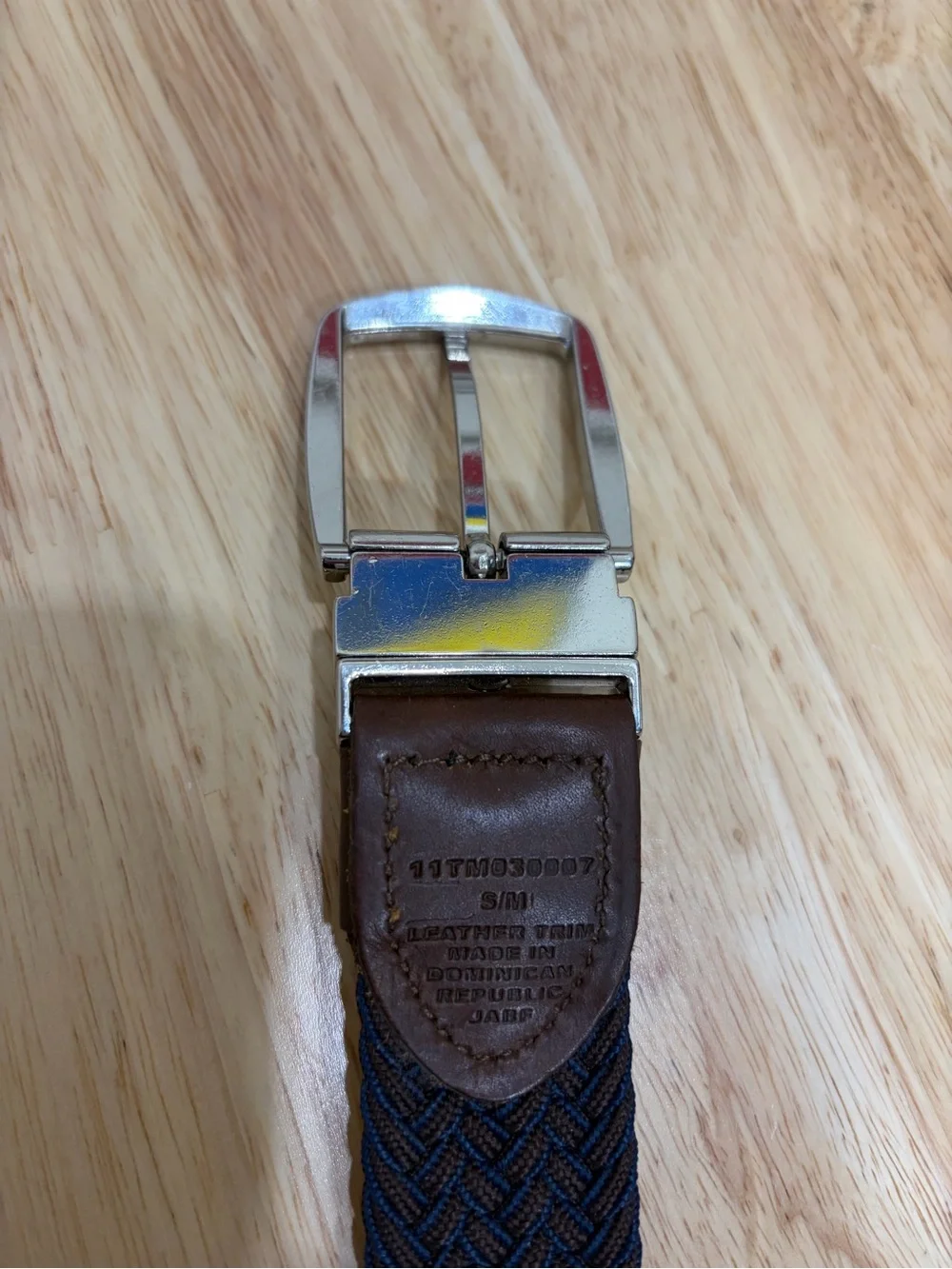 Tommy Bahama Mixed Media Braided Belt Leather Details Silver Buckle Classic